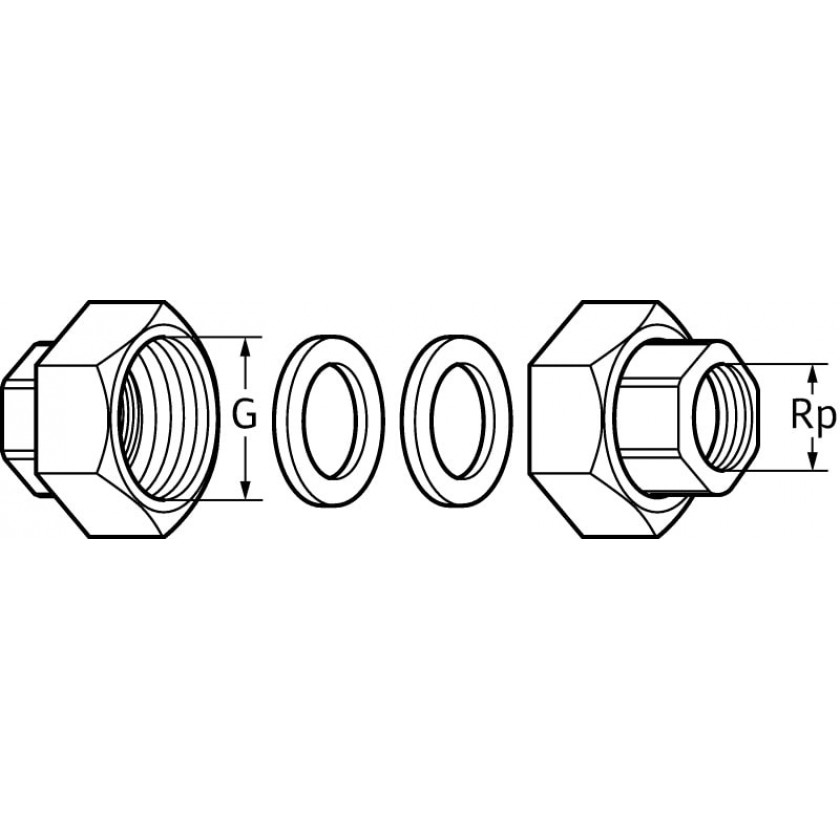 Комплект чугунных гаек 1 1/2" х 1" F