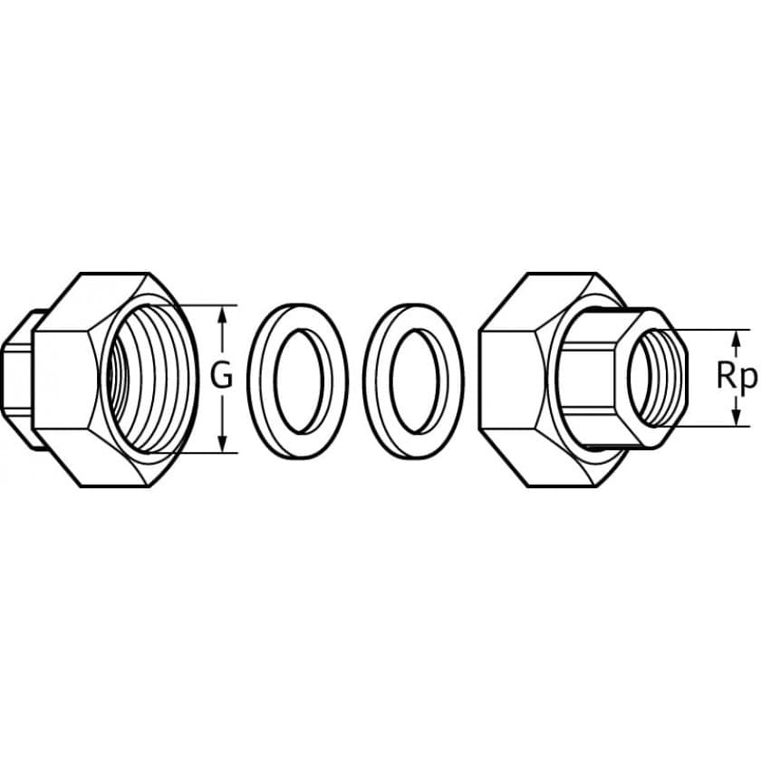 Комплект чугунных гаек UNION KIT 2" х 1 1/4" F